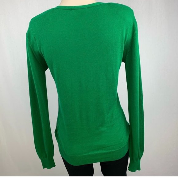 Women's Pink Tartan Button Up Cardigan Knit 100% Pima Cotton Kelly Green Size XS - Picture 2 of 14